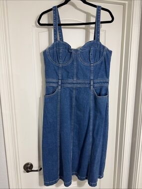 7 for all Mankind - beauty bustier denim Style Midi Dress in Classic Blue size L
